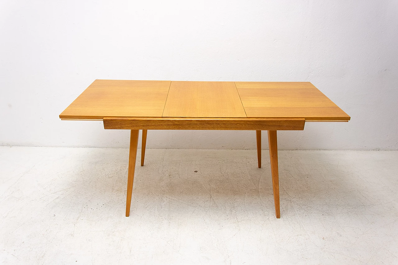 Folding ash and beech table by Frantisek Jirák for Tatra Nábytok, 1970s 10