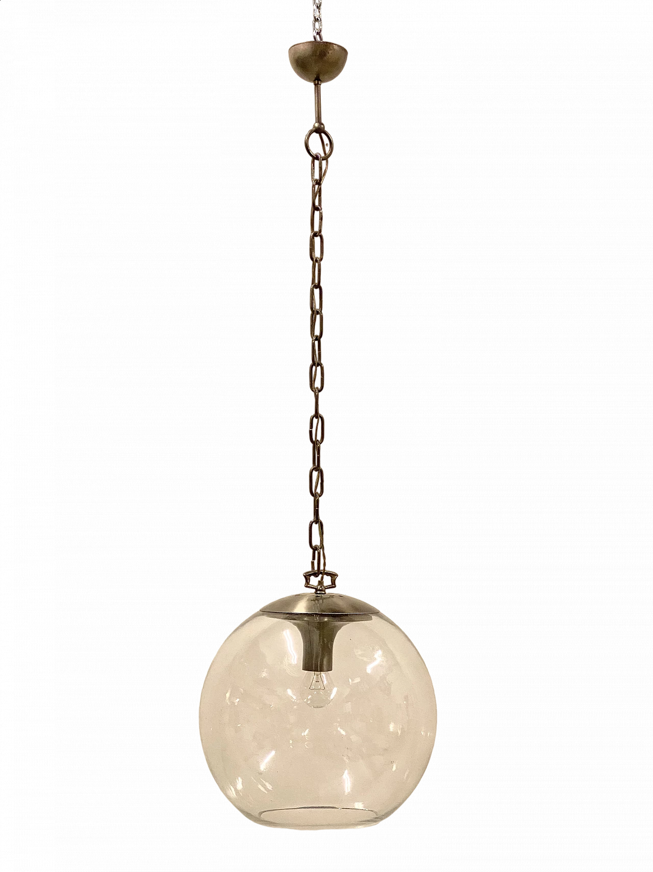 Steel and glass hanging lamp by Luigi Caccia Dominioni, 1960s 8