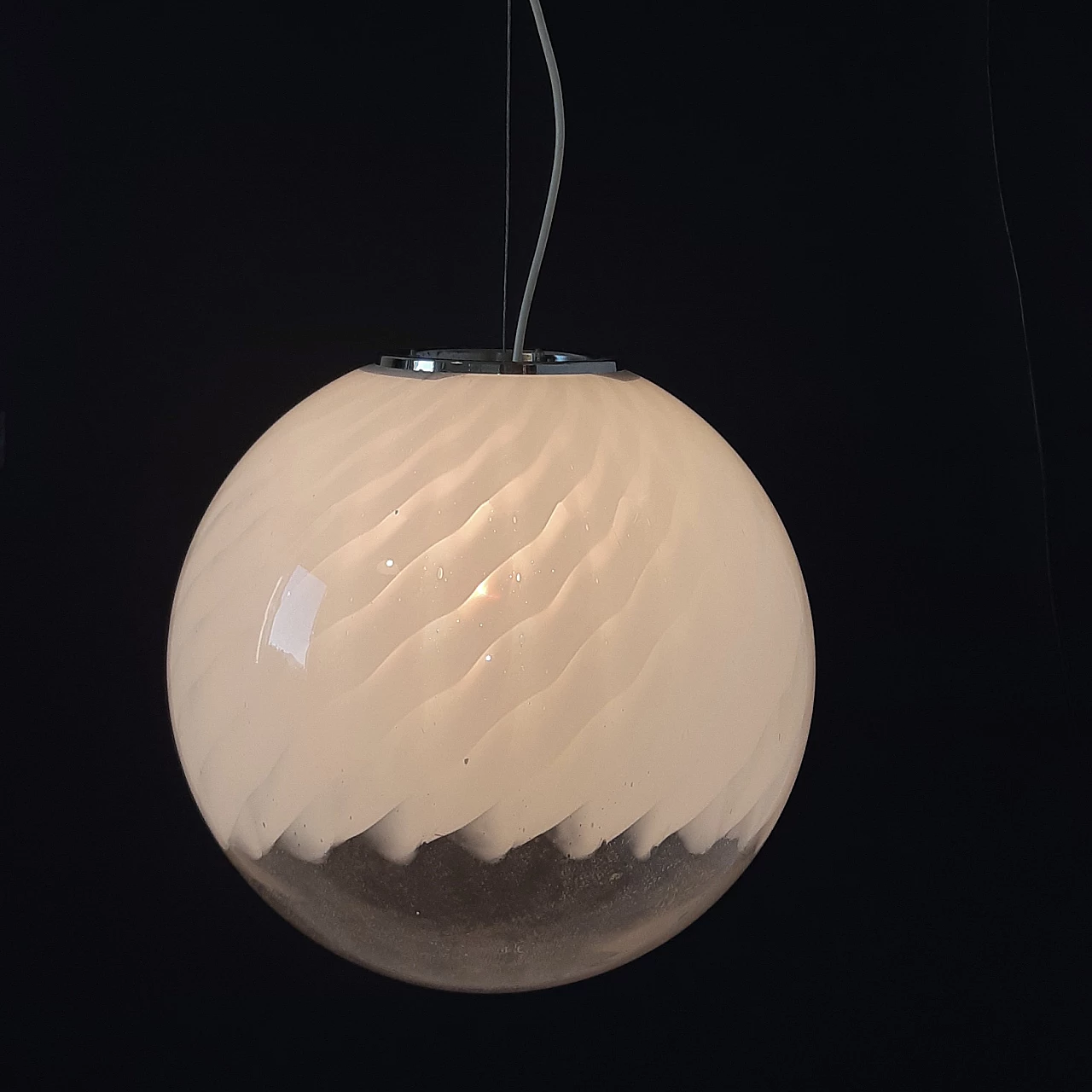 Murano glass hanging lamp in the style of Venini, 1970s 4