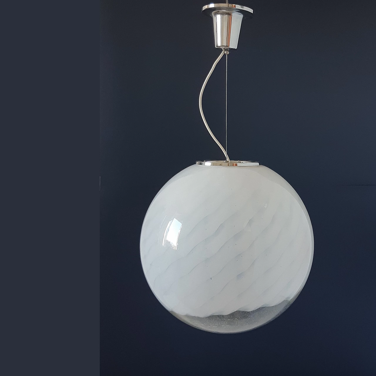 Murano glass hanging lamp in the style of Venini, 1970s 7