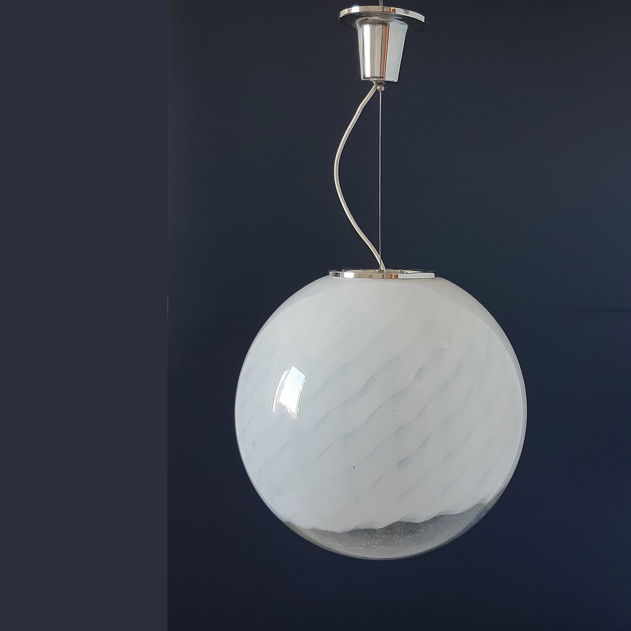 Lampada a sospensione in vetro di Murano nello stile di Venini, anni '70 7