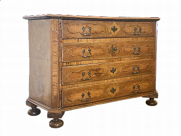 Louis XV walnut and olive commode, 18th century