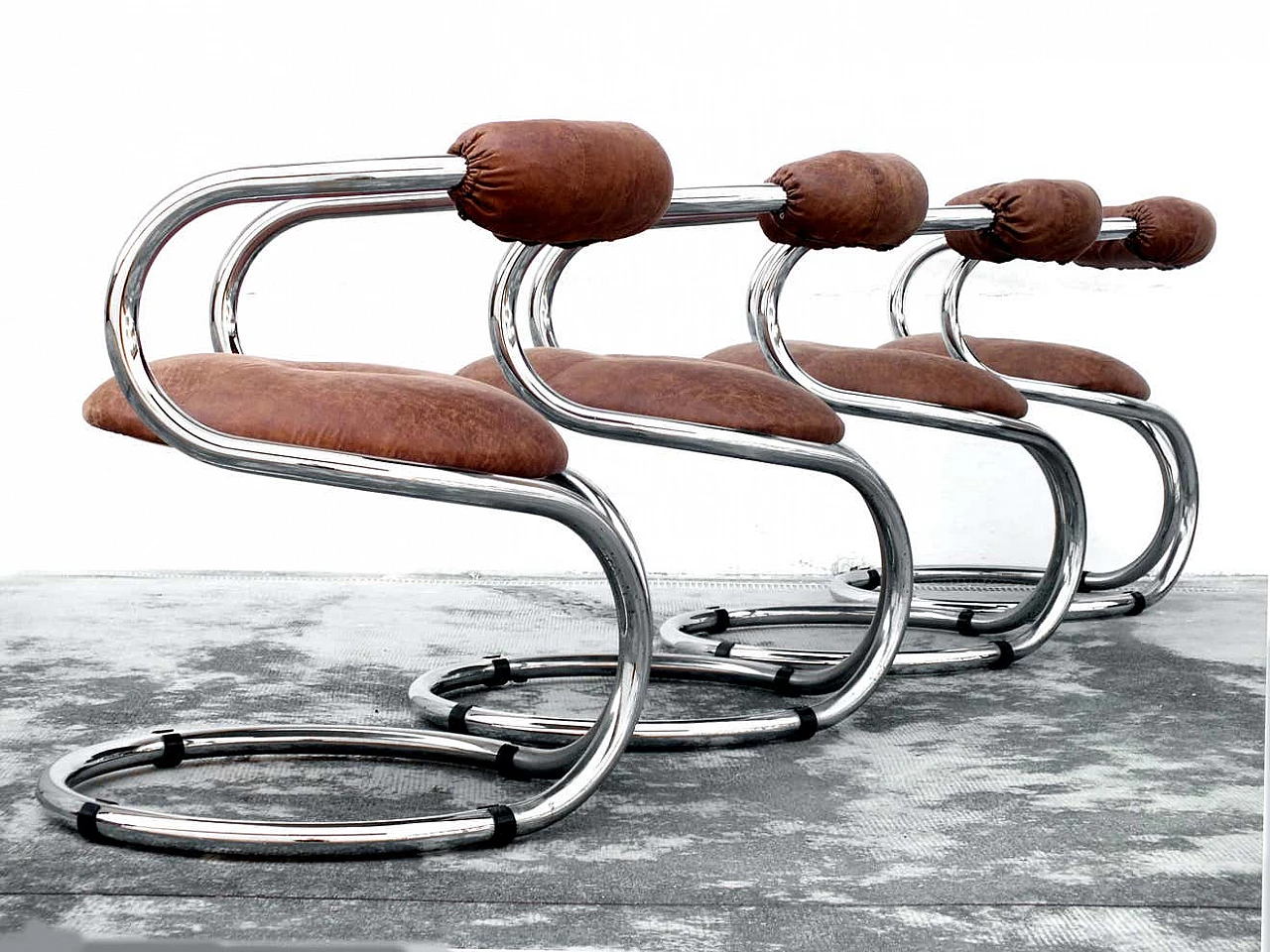4 Bonzanini Rudy chairs for Tecnosalotto, 1970s 3