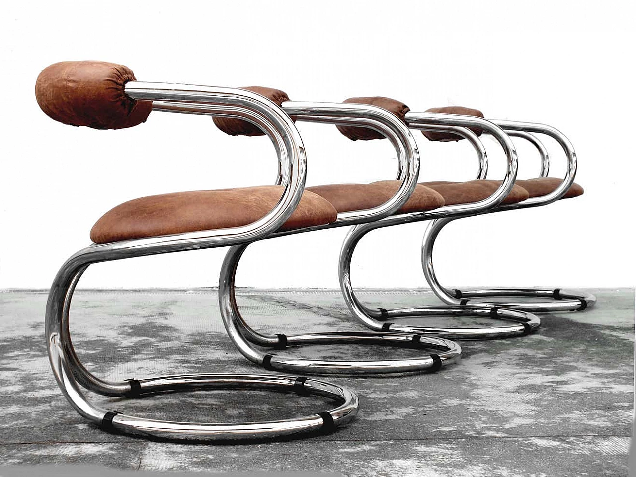 4 Bonzanini Rudy chairs for Tecnosalotto, 1970s 4