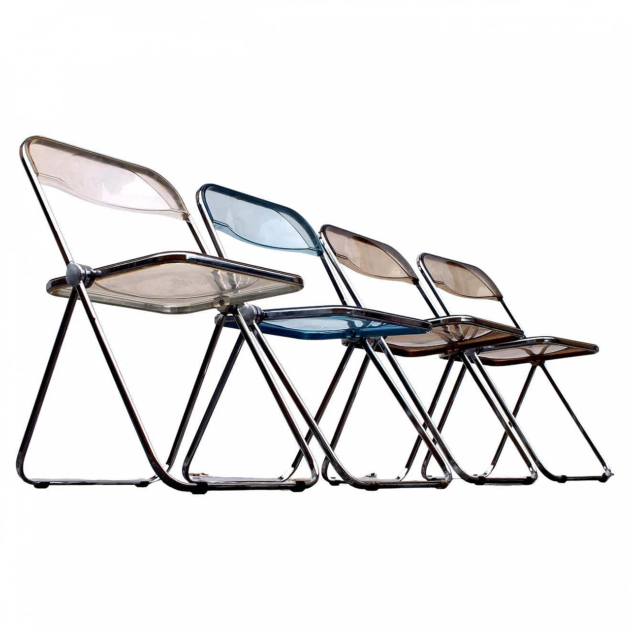 4 Plia chairs by Giancarlo Piretti for Anonima Castelli, 1970s 1