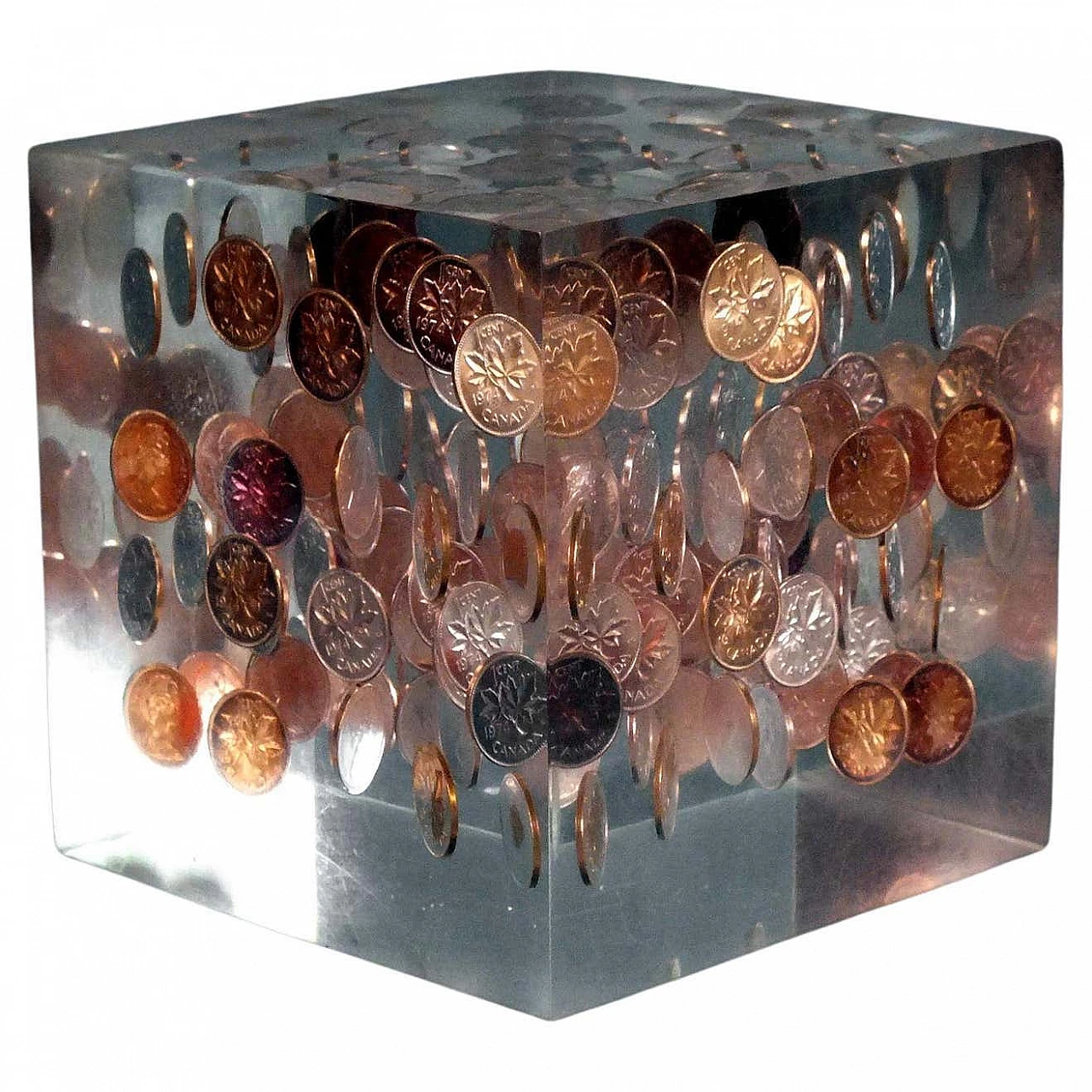 George Schreber, 1 cent, plexiglas and lucite cubic sculpture, 1974 1