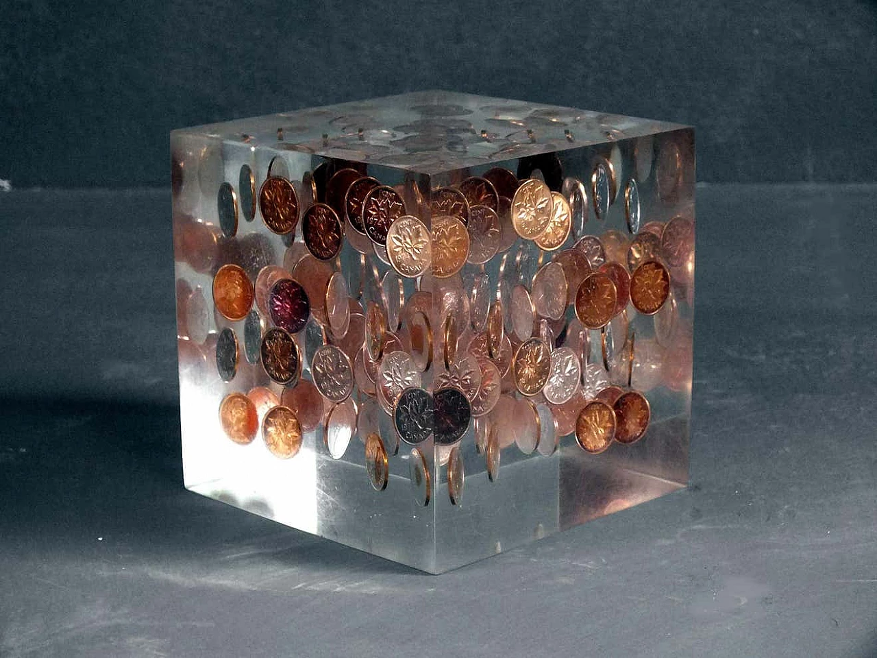 George Schreber, 1 cent, plexiglas and lucite cubic sculpture, 1974 3