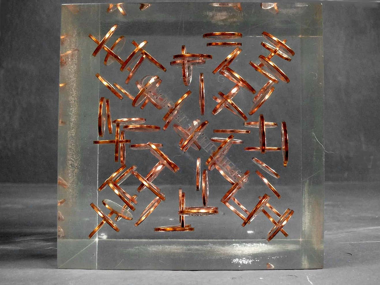 George Schreber, 1 cent, plexiglas and lucite cubic sculpture, 1974 4