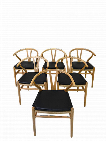 6 Wishbone CH24 chairs by Hans J. Wegner for Carl Hansen & Søn, 1950s