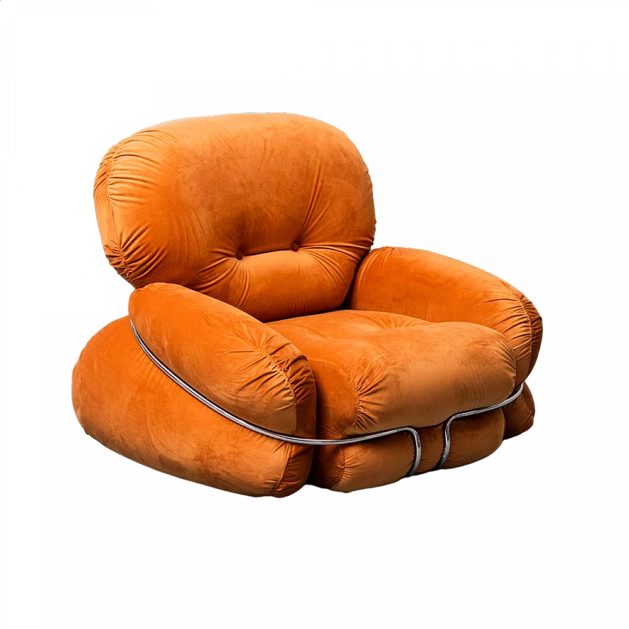 Okay armchair in tobacco-coloured velvet by Adriano Piazzesi, 1970s 12