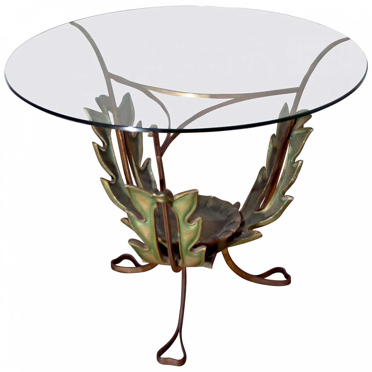 Tavolino da caffè in ottone e vetro di Pierluigi Colli, anni '50 1