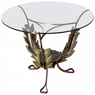 Tavolino da caffè in ottone e vetro di Pierluigi Colli, anni '50