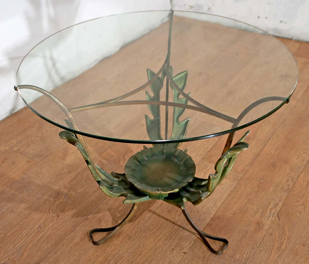 Tavolino da caffè in ottone e vetro di Pierluigi Colli, anni '50 2