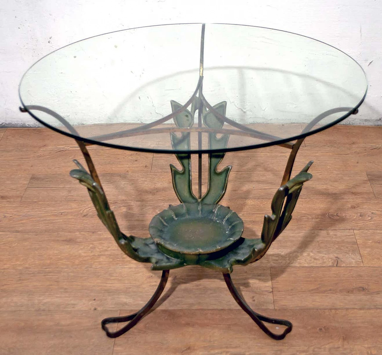 Tavolino da caffè in ottone e vetro di Pierluigi Colli, anni '50 3