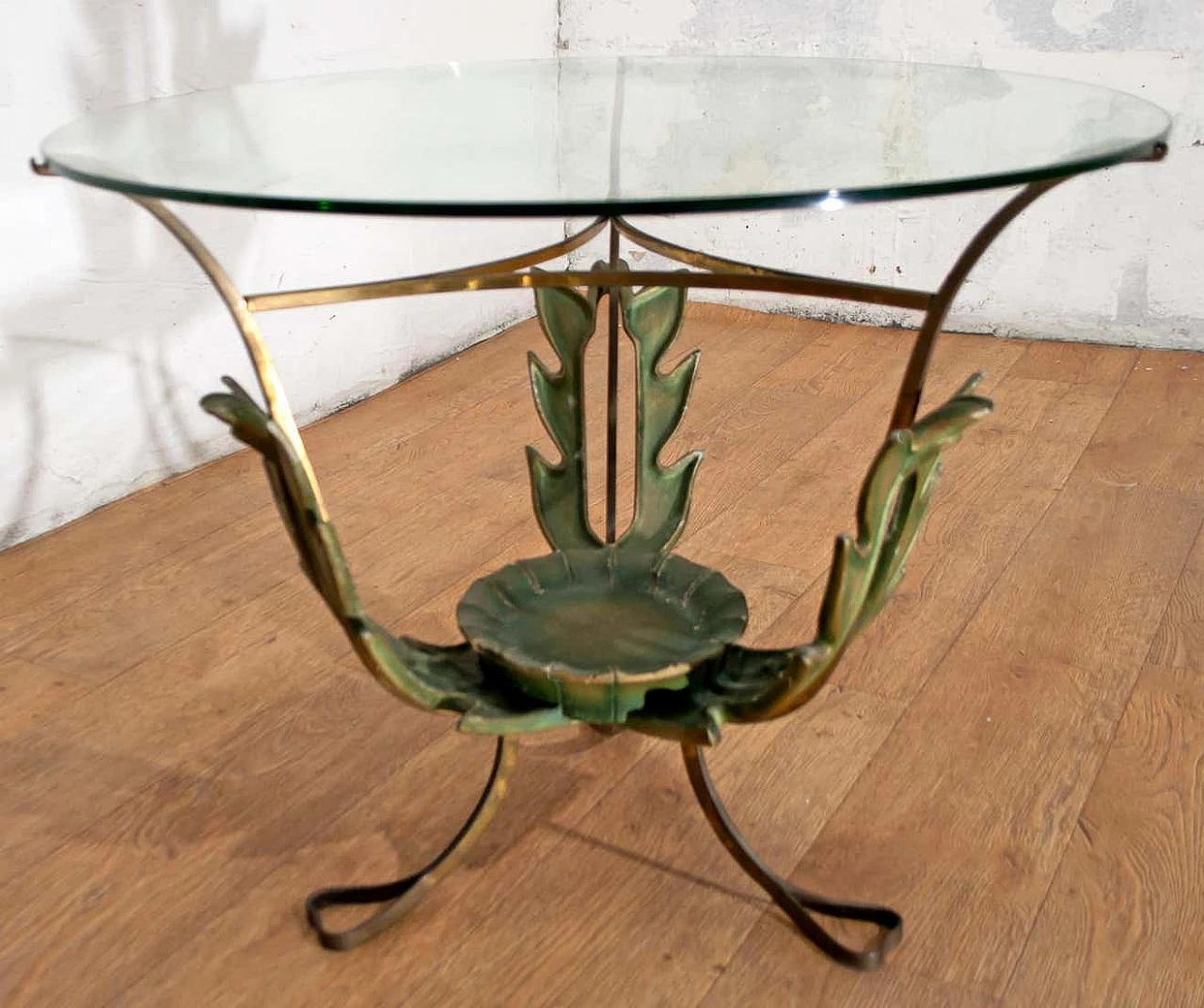 Tavolino da caffè in ottone e vetro di Pierluigi Colli, anni '50 4