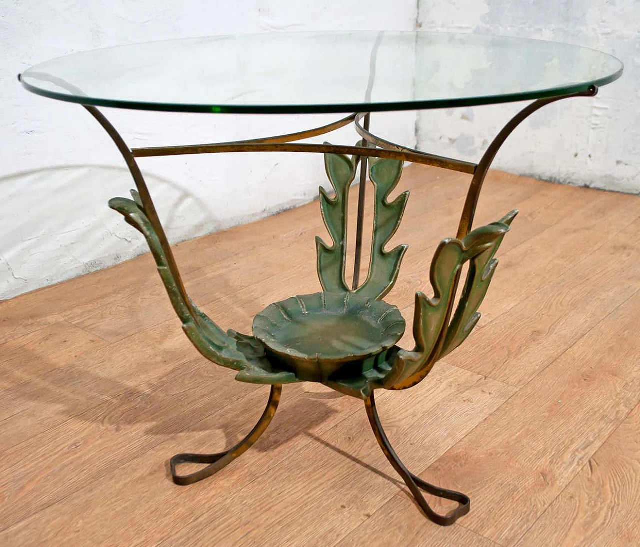 Tavolino da caffè in ottone e vetro di Pierluigi Colli, anni '50 6