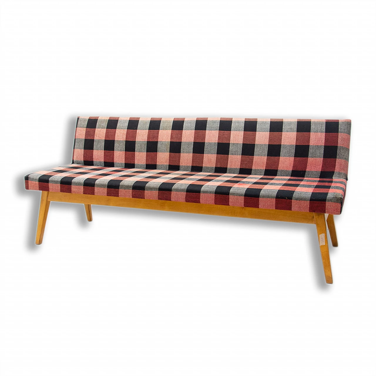 Beech and fabric sofa bed by Miroslav Navrátil, 1960s 1