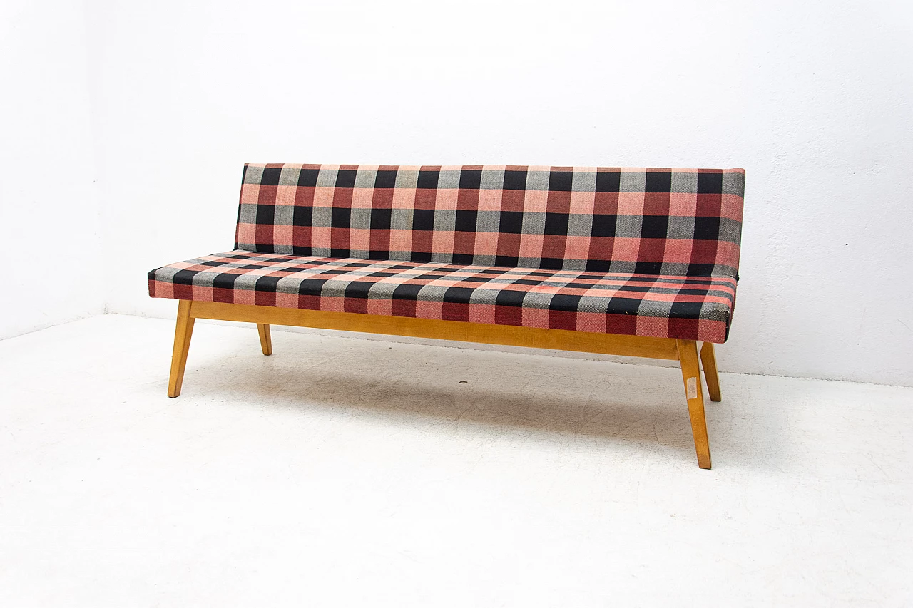 Beech and fabric sofa bed by Miroslav Navrátil, 1960s 2
