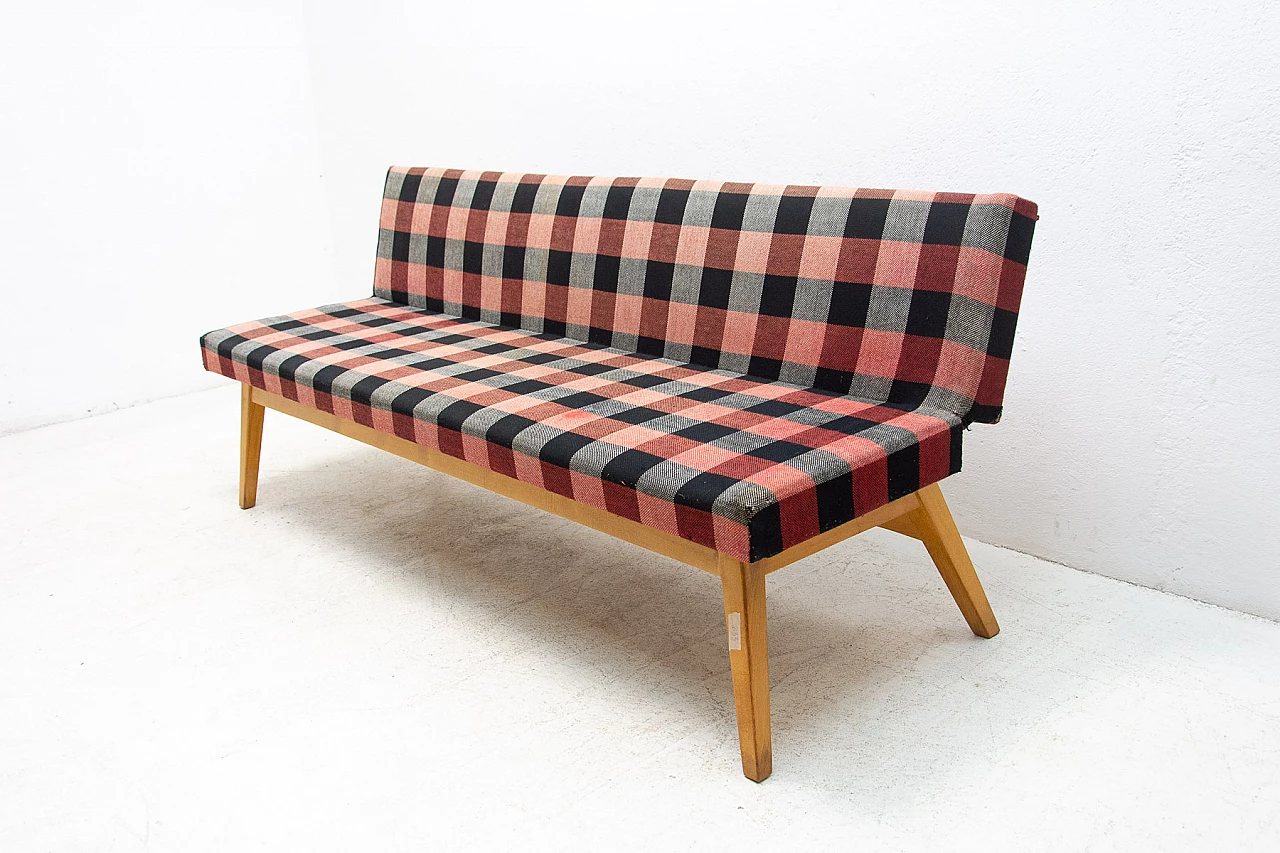 Beech and fabric sofa bed by Miroslav Navrátil, 1960s 3