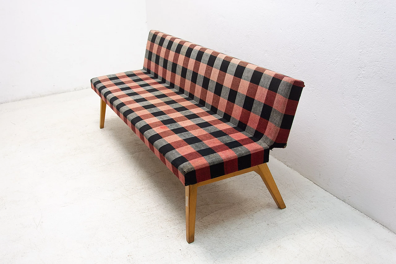 Beech and fabric sofa bed by Miroslav Navrátil, 1960s 5