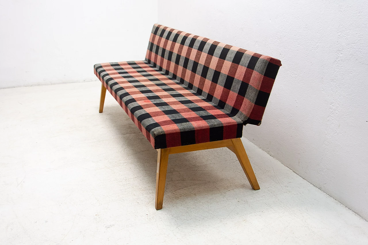 Beech and fabric sofa bed by Miroslav Navrátil, 1960s 6
