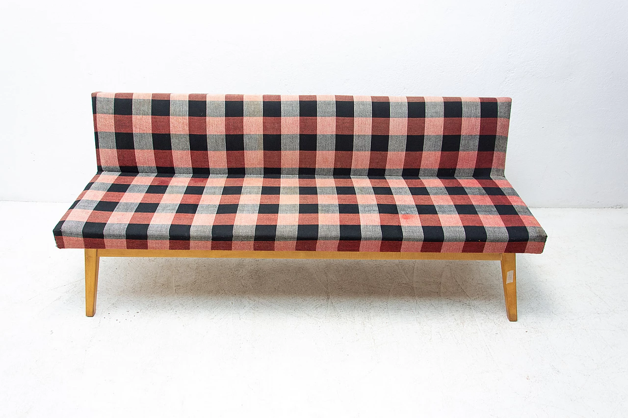 Beech and fabric sofa bed by Miroslav Navrátil, 1960s 7
