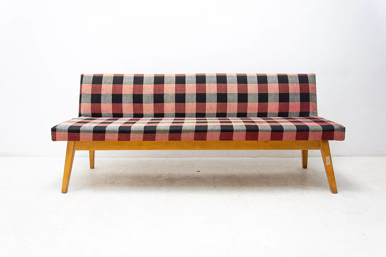 Beech and fabric sofa bed by Miroslav Navrátil, 1960s 18