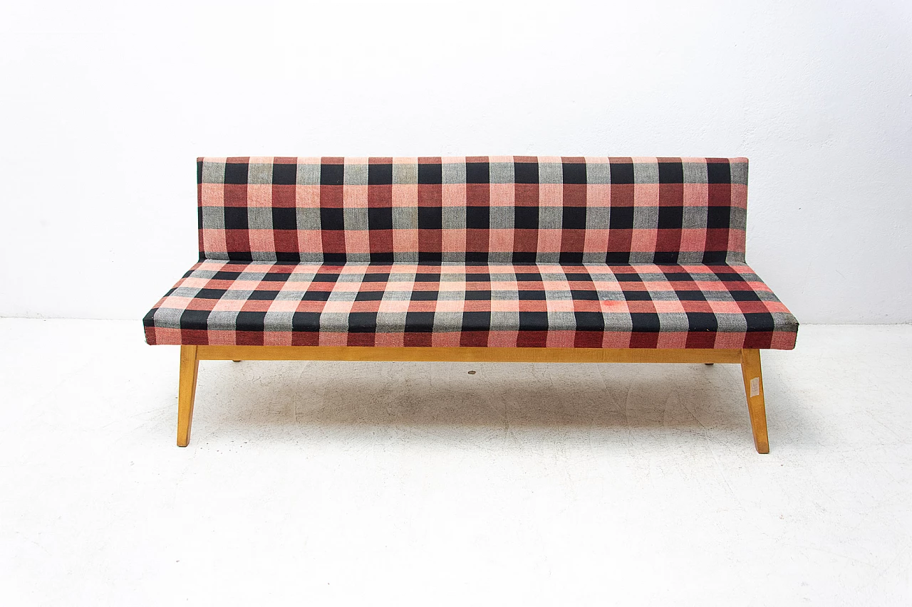 Beech and fabric sofa bed by Miroslav Navrátil, 1960s 19