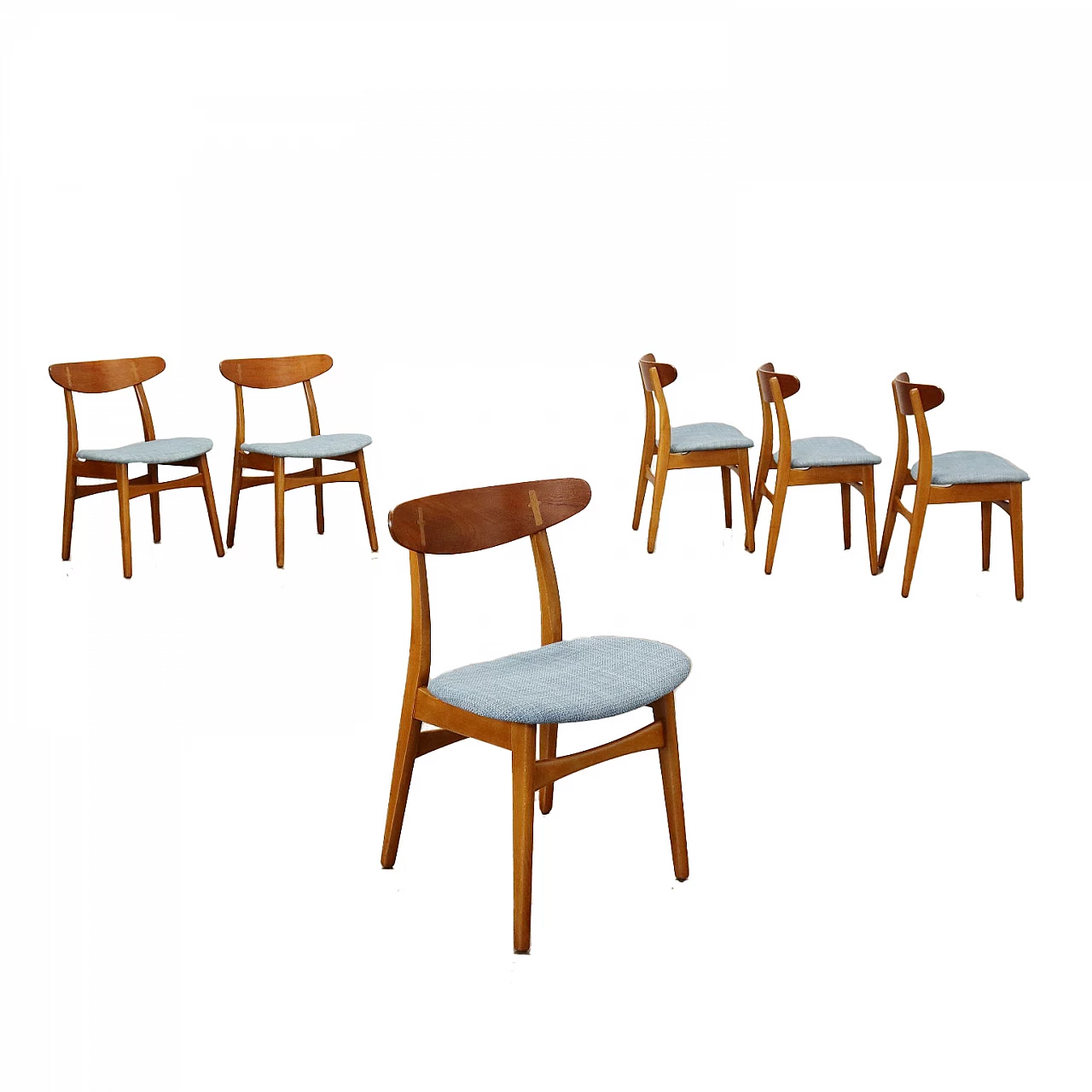 6 CH30 chairs by Hans Wegner for Carl Hansen & Son, 1950s 1