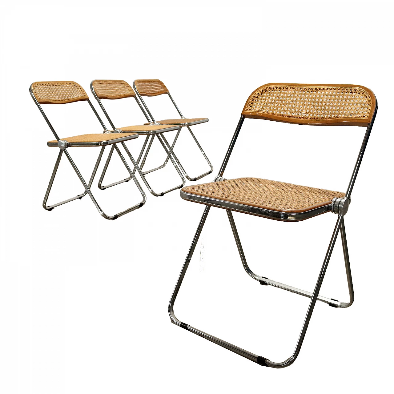 4 Plia Canè chairs by Giancarlo Piretti for Anonima Castelli, 1970s 1