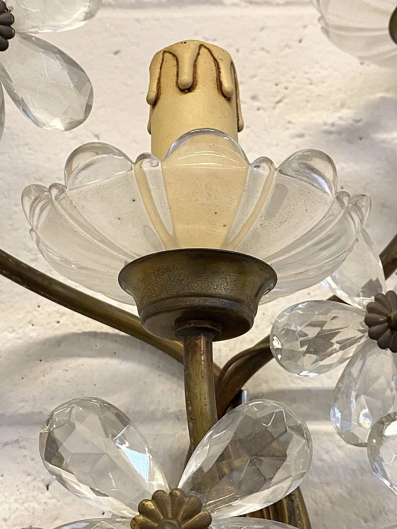 Pair of bronze and glass wall lights, 1960s 9