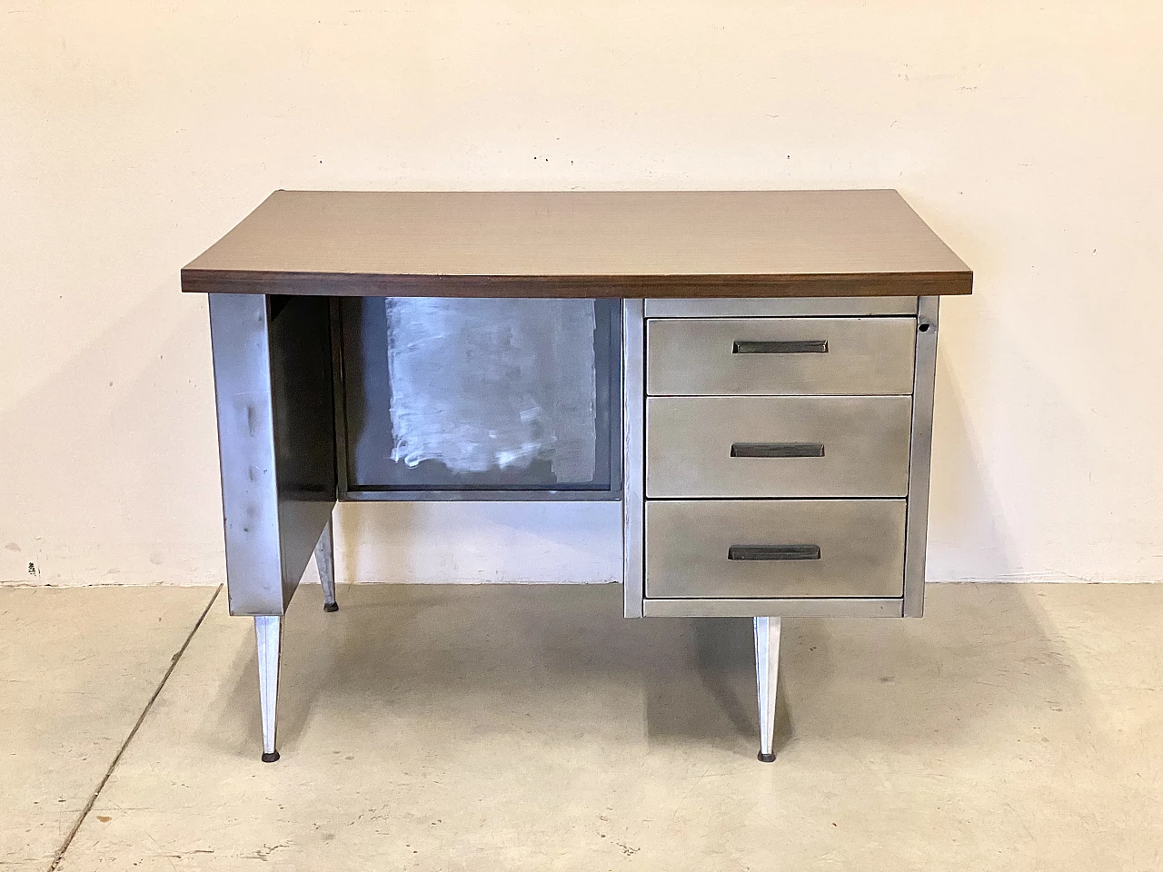 Steel and iron desk with formica top, 1970s 1