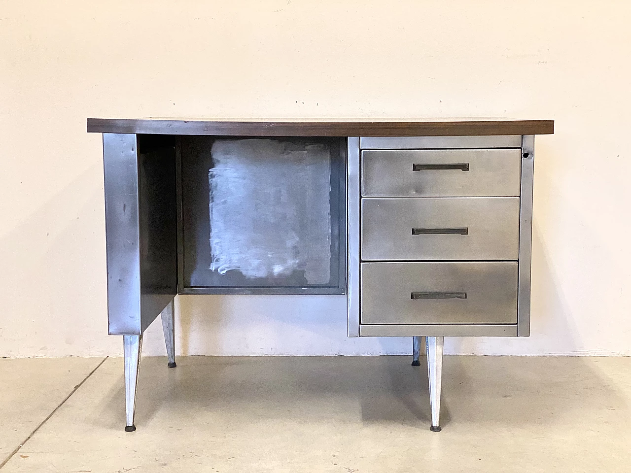 Steel and iron desk with formica top, 1970s 2