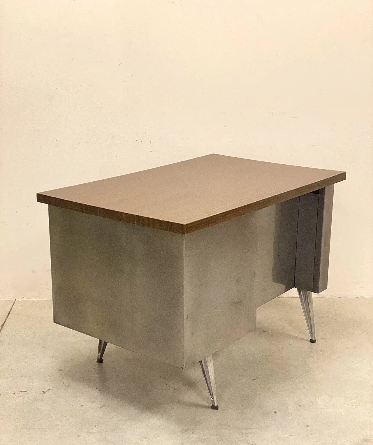 Steel and iron desk with formica top, 1970s 11