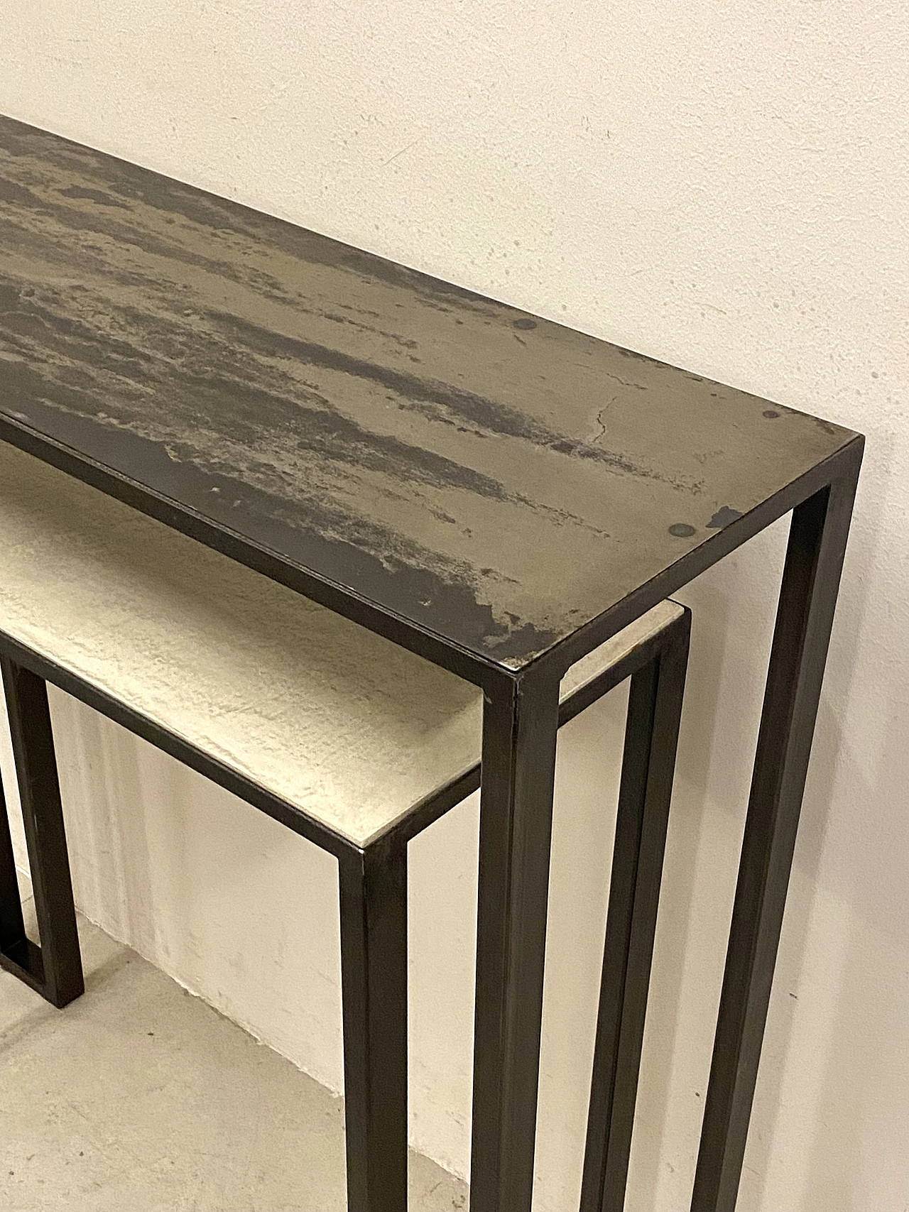Consolle in ferro con doppio ripiano, anni '90 2