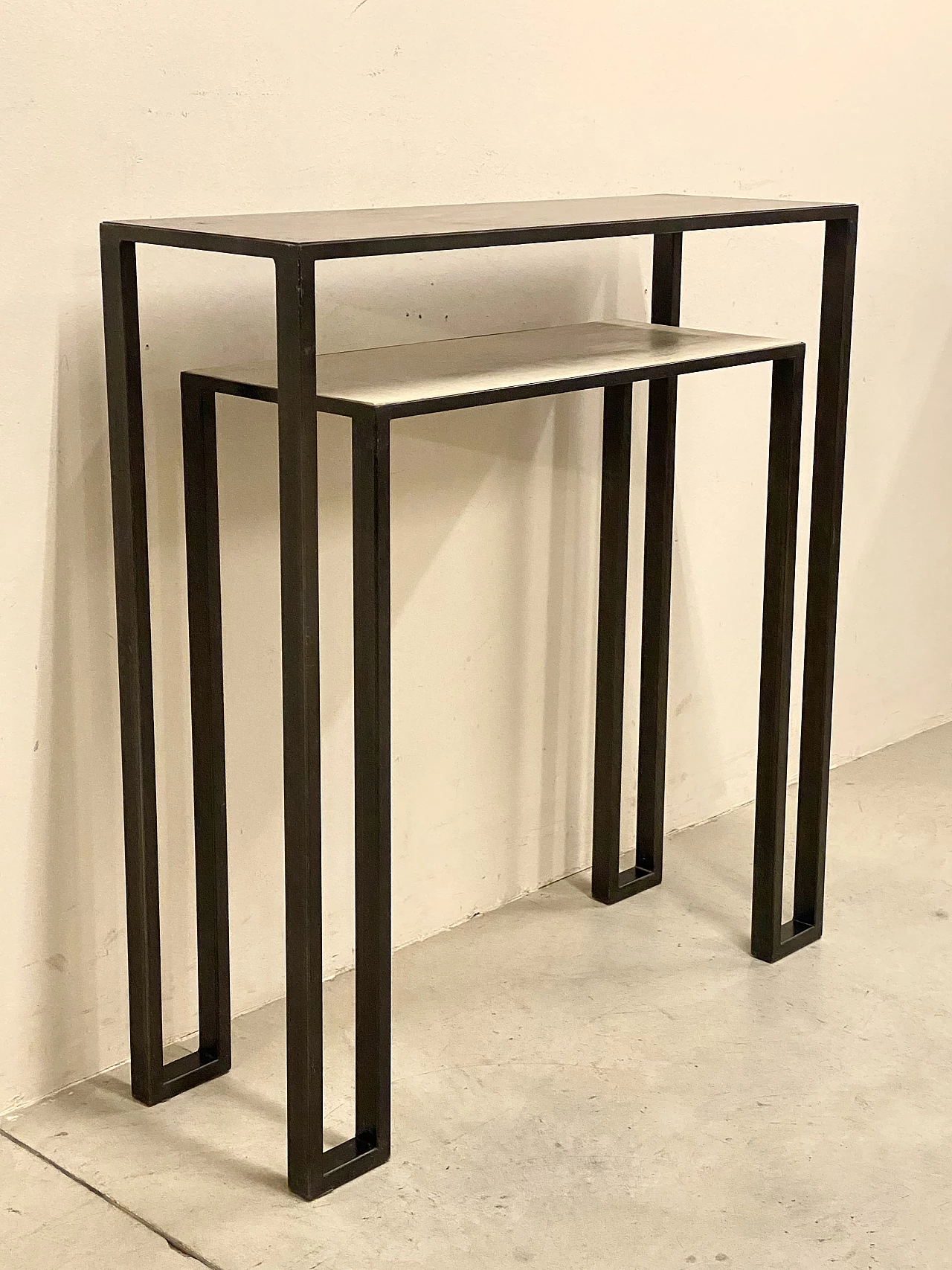Iron console with double shelf, 1990s 5