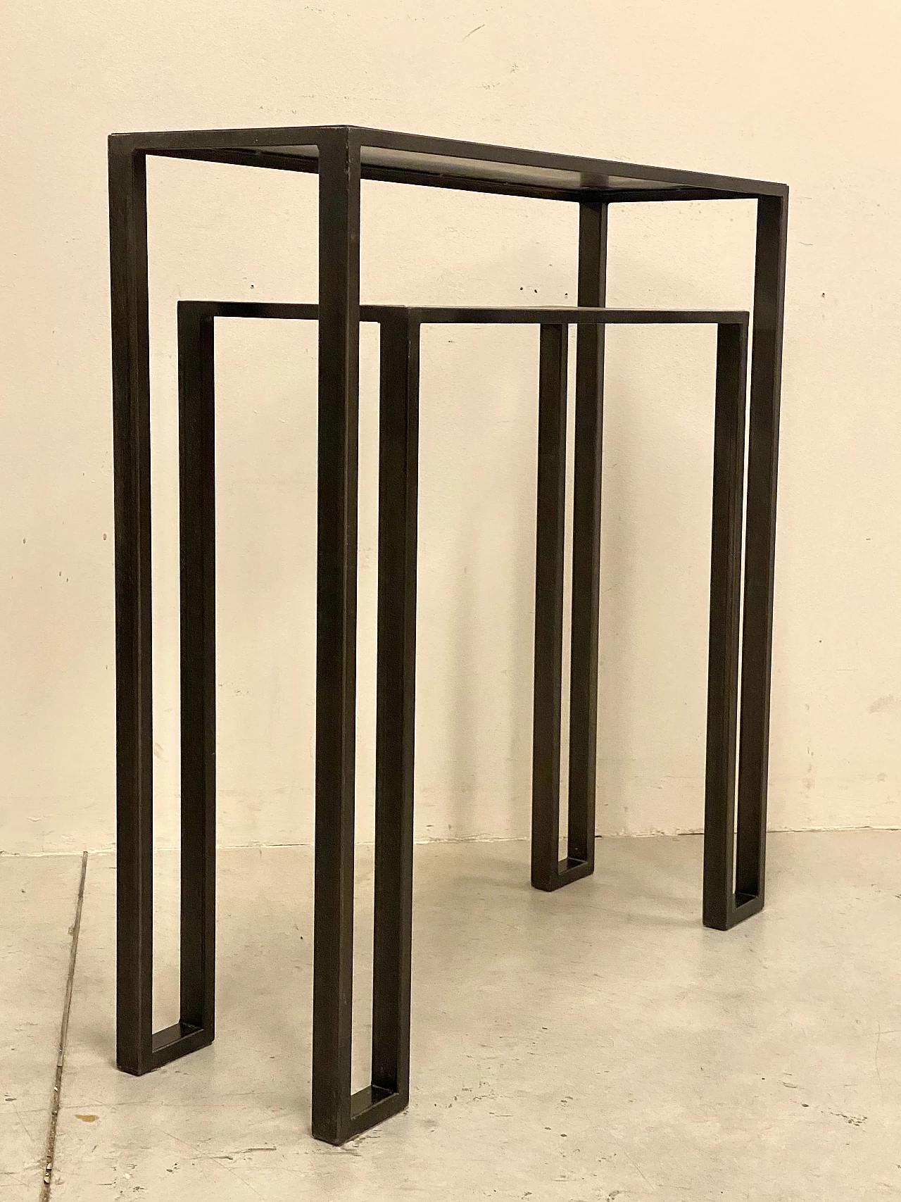 Consolle in ferro con doppio ripiano, anni '90 7