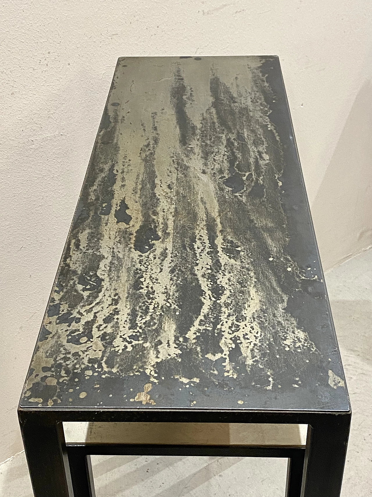 Consolle in ferro con doppio ripiano, anni '90 9