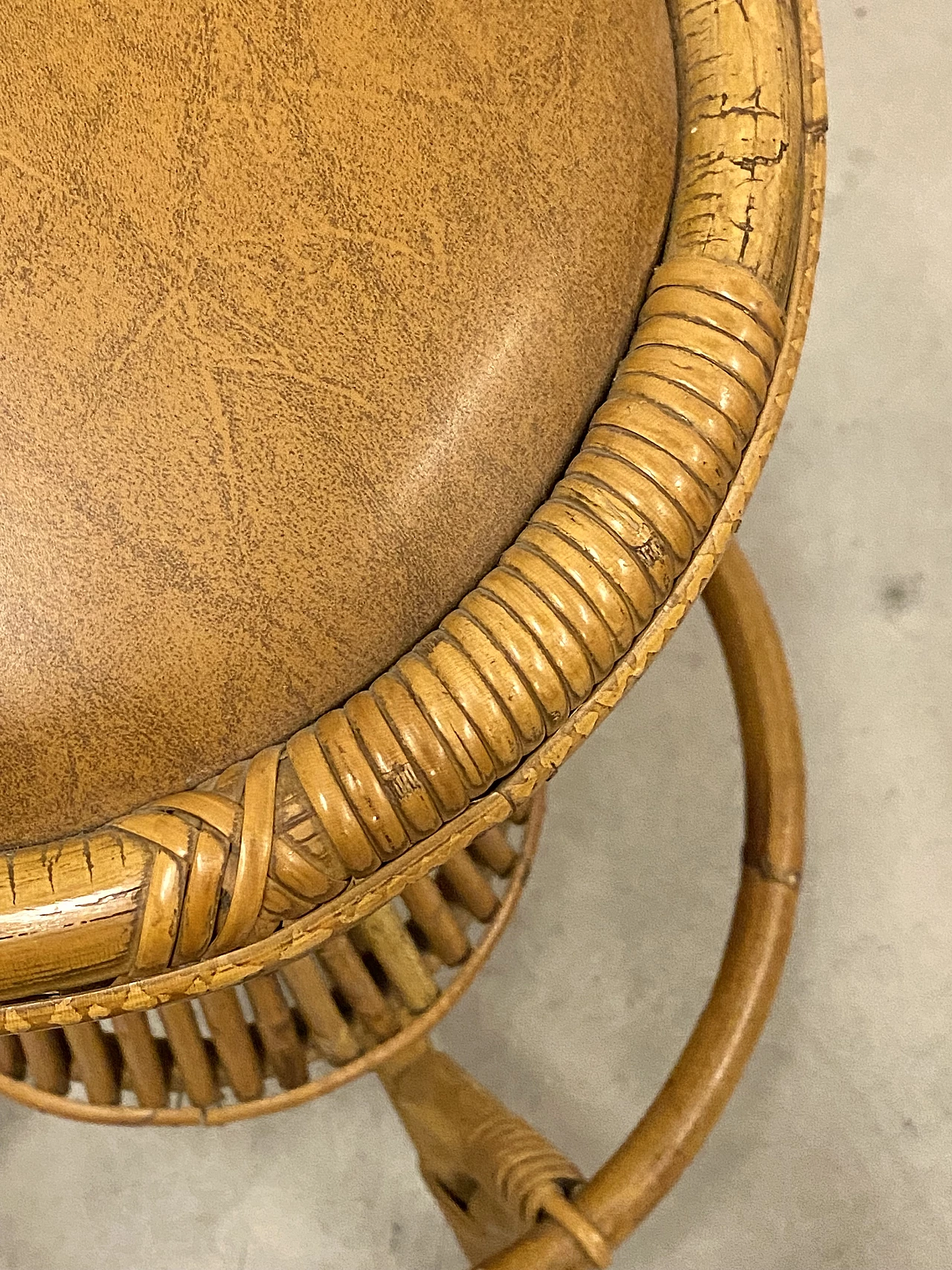Pair of bamboo and leatherette bar stools, 1970s 8