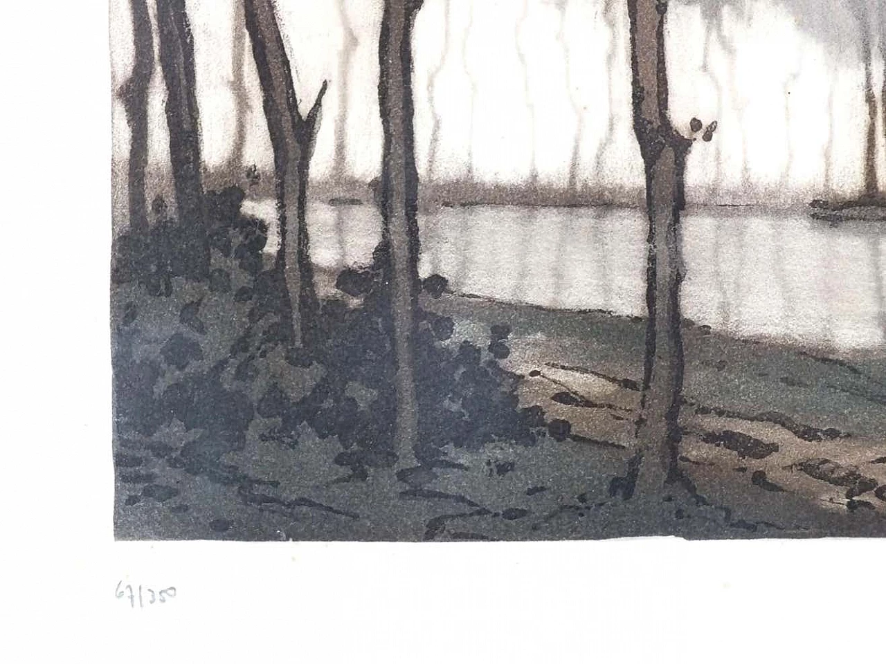 Roger Hebbelinck, Canal du Midi, etching, 1950s 4