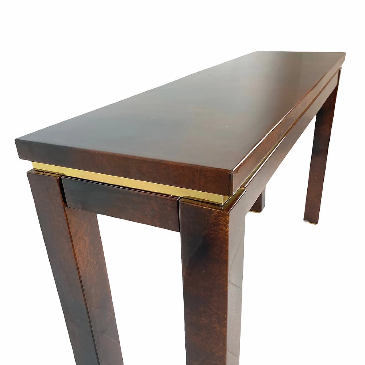 Parchment-covered console table by Aldo Tura, 1960s 1