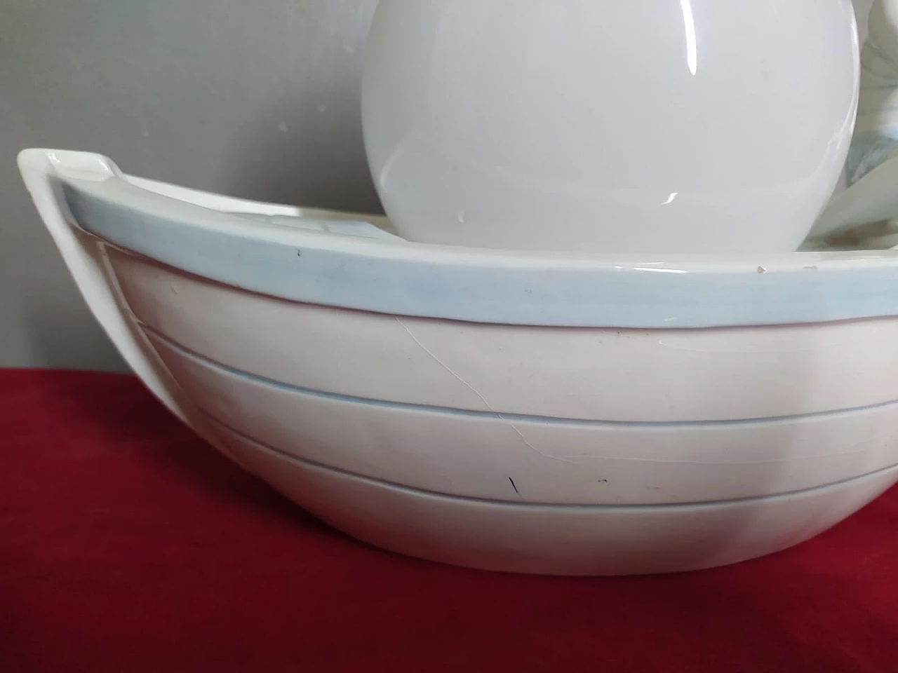 Lampada da tavolo in porcellana policromata con gondoliere, anni '50 7