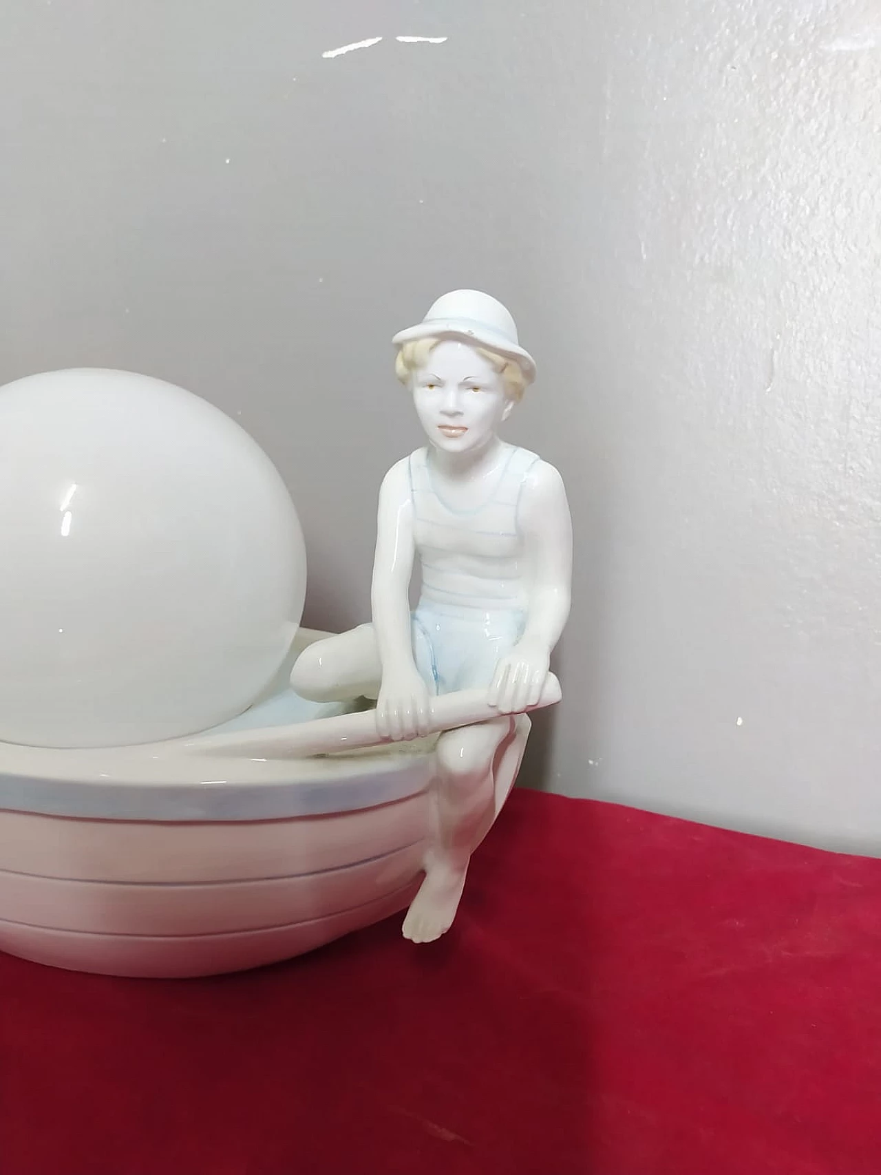 Lampada da tavolo in porcellana policromata con gondoliere, anni '50 8