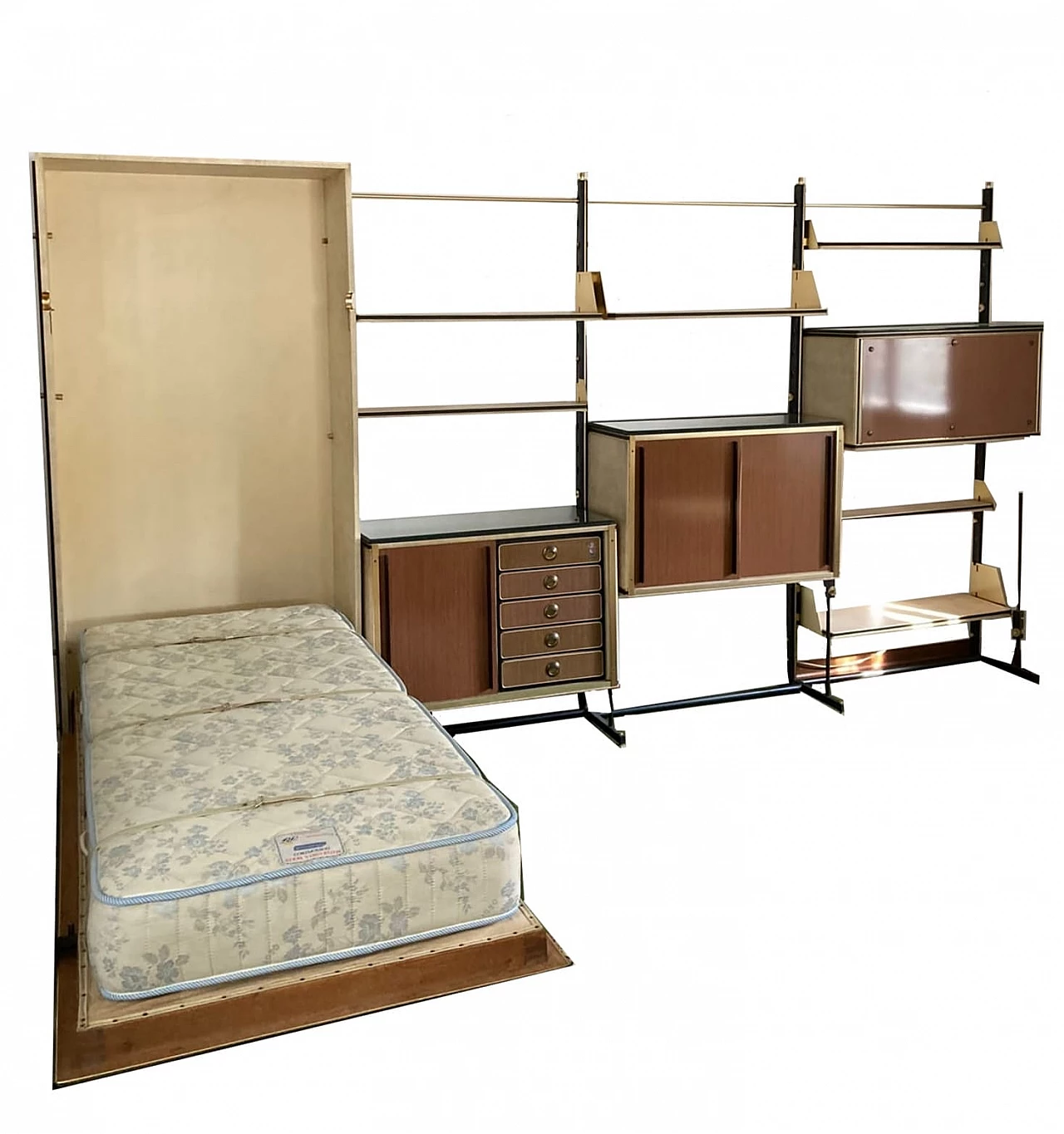 Modular bookcase and foldaway bed by Umberto Mascagni, 1950s 4