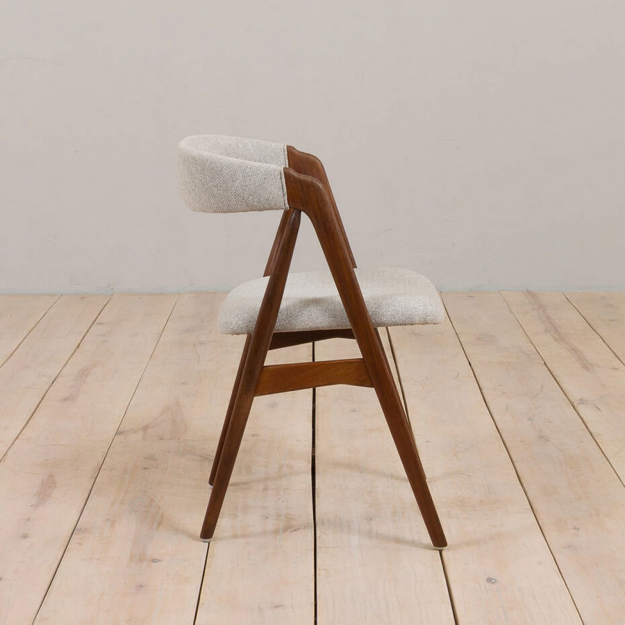 4 Teak and beige wool chairs by Thomas Harlev for Farstrup Møbler, 1950s 9
