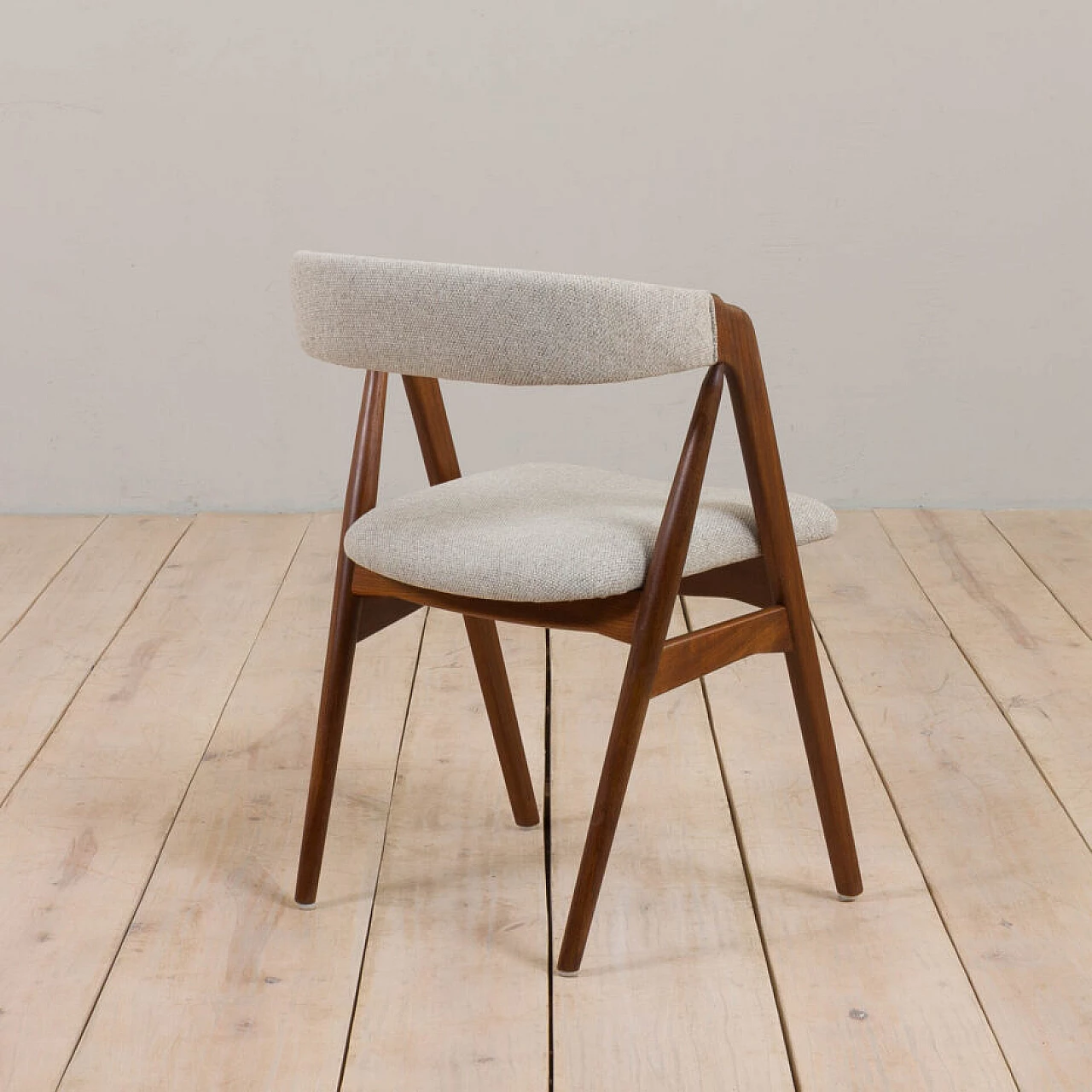 4 Teak and beige wool chairs by Thomas Harlev for Farstrup Møbler, 1950s 10
