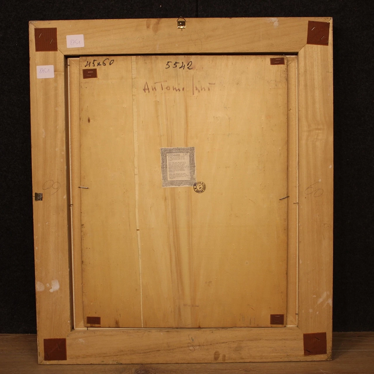 Dipinto italiano di scena popolare con personaggi, olio su tavoletta, anni '70 5