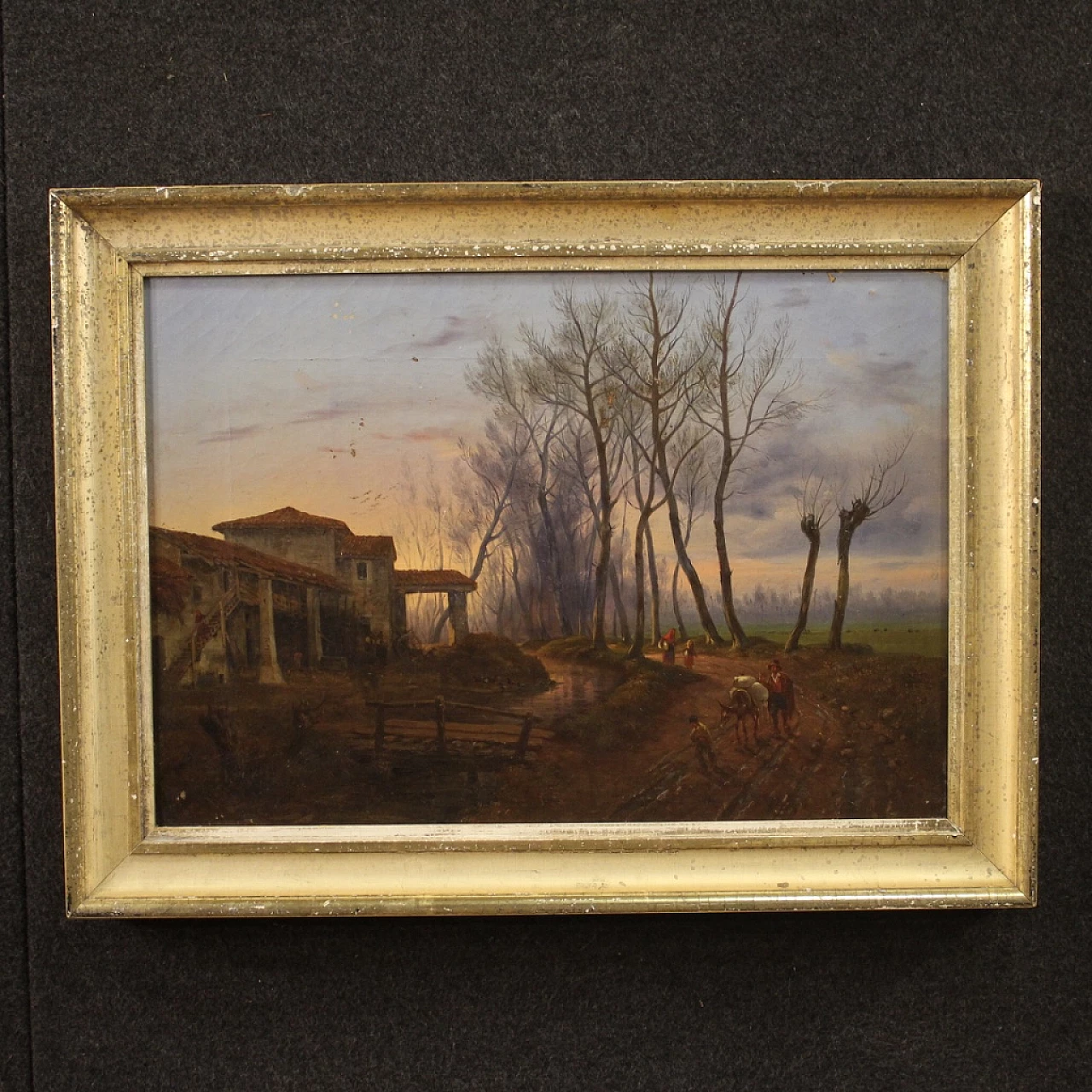 French country landscape painting, oil on canvas, 19th century 5