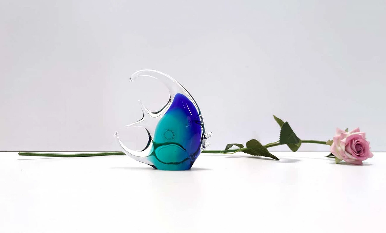 Blue Murano glass fish figurine by Vincenzo Nason, 1980s 1