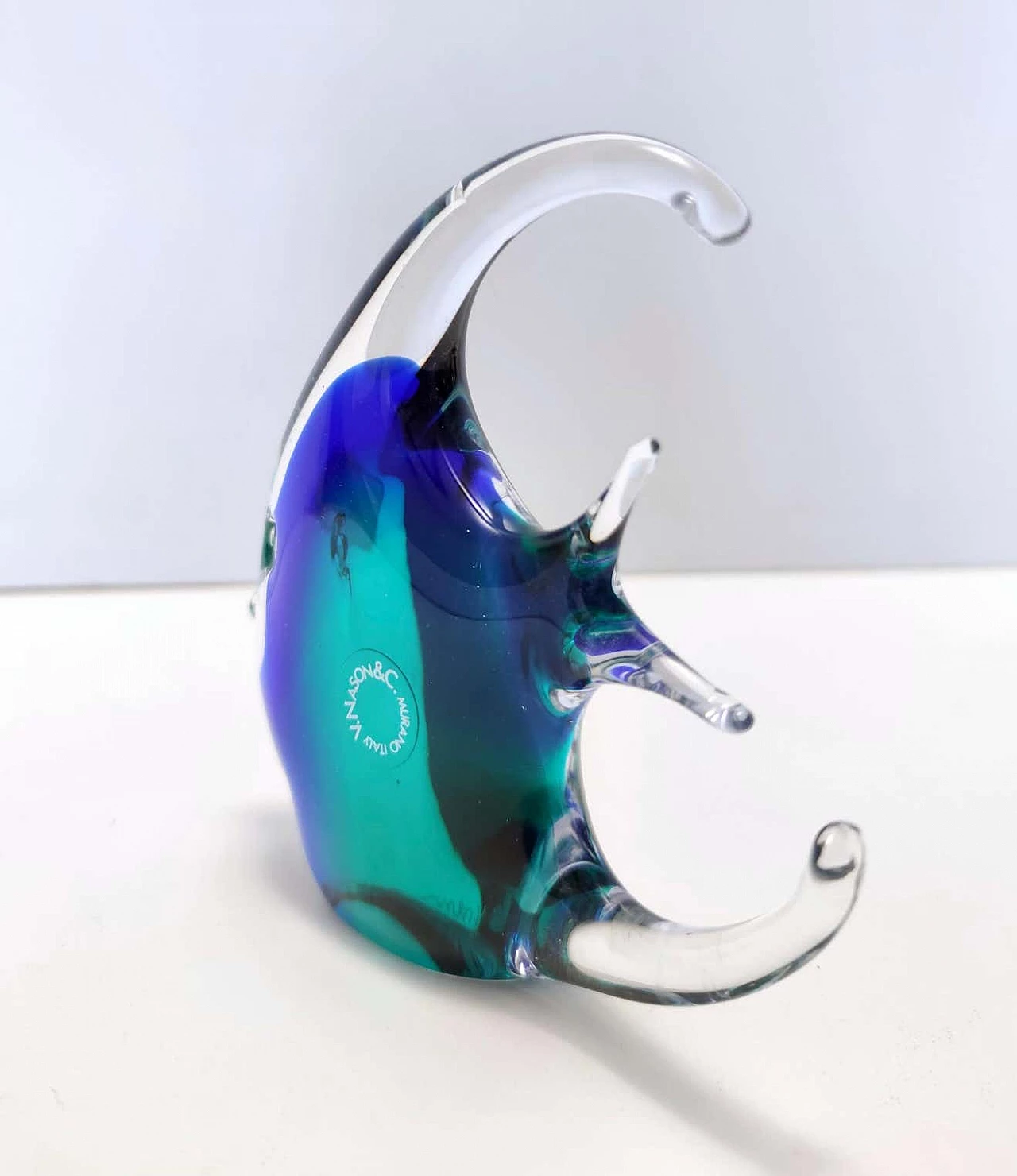 Blue Murano glass fish figurine by Vincenzo Nason, 1980s 4